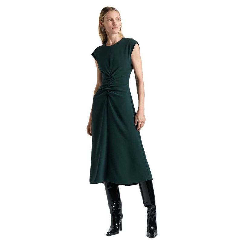 Cue Forest Crew Neck Ruched Midi Dress image number 0